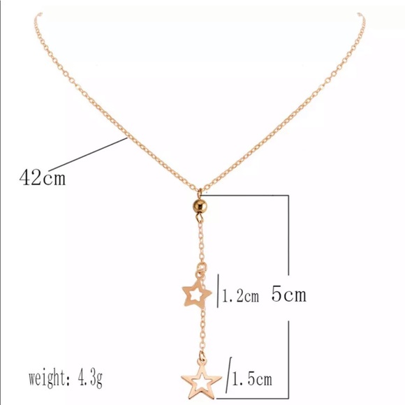 {JORDAN} dainty double star gold necklace - Picture 4 of 5